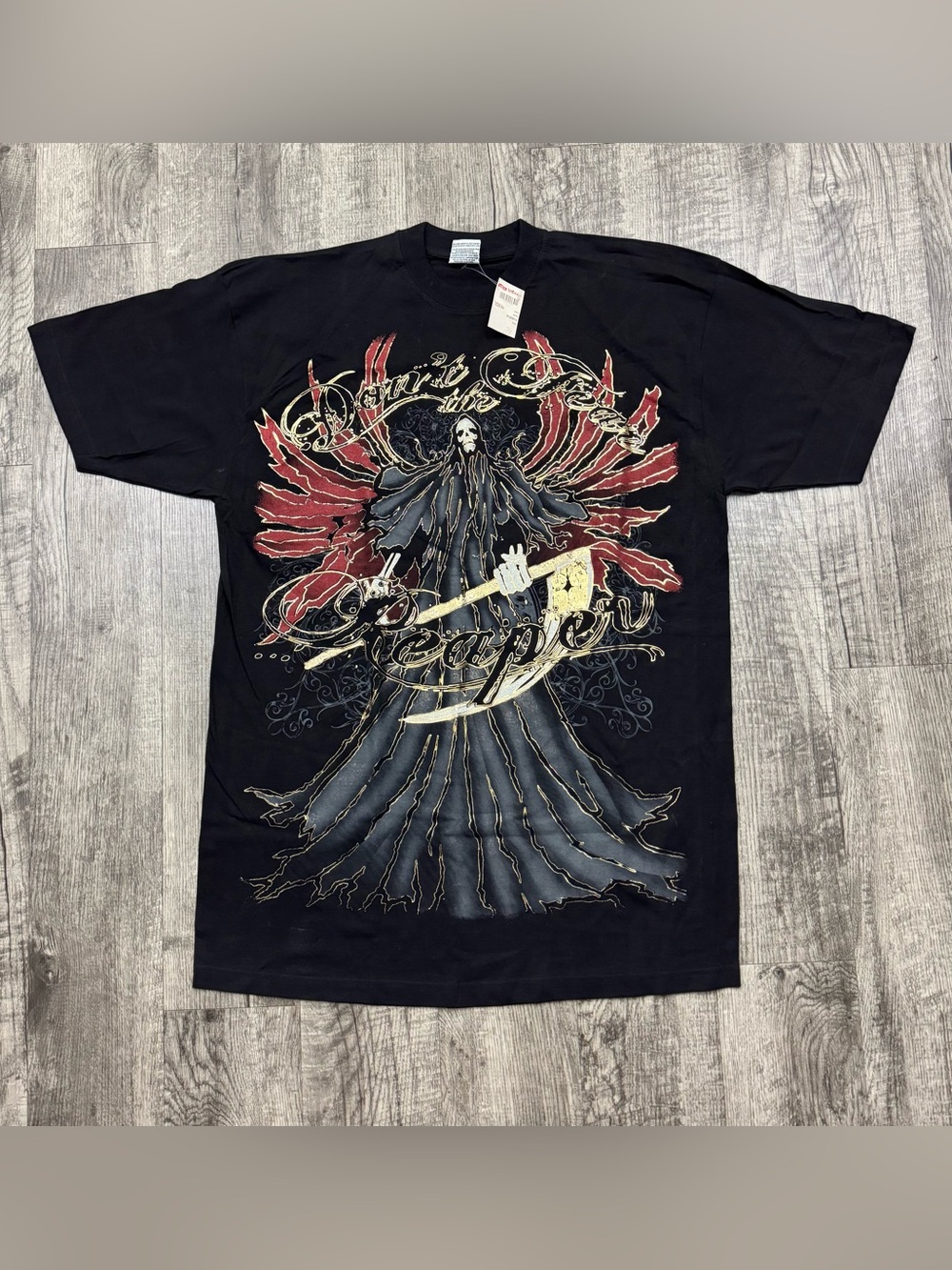 Deadstock NWT Y2K Grim Reaper Double Sided T-Shirt Mall Goth Grunge Cyber